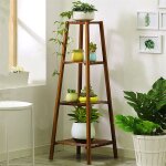 Porte plante en bambou - etag�re � fleurs 4 niveaux 36x36x116cm echelle int�rieur pour sallon chambre ...