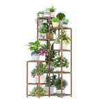 Porte plante - bamworld - support plantes int�rieur dangle - �tag�re plante en bois pour 10 pots - grand ...