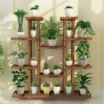 Porte plante en bois - tagre plantes - escalier plantes sur pieds pour salon blcon jardin 115 x 25 ...