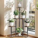 Porte plante int�rieur d?angle - �tag�re plante en fer et mdf - support pot de fleurs sur pied - meuble ...