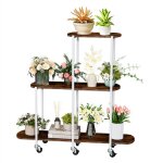 Porte plante intrieur - tagre plante  3 niveaux - support pot de fleurs avec roulettes - meuble plante ...