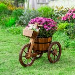 Porte plante tricycle - �tag�re de pots de fleurs - jardini�re dim. 52l x 31l x 45h cm - bois de sapin ...