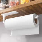 Porte - rouleau de cuisine sans per�age - blanc - auto - adh�sif pratique - sous armoire pour le rangement ...