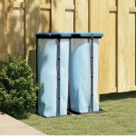 Porte sacs poubelles 2 pcs noir et bleu 120 l pp Porte sacs poubelles 2 pcs noir et bleu 120 l pp