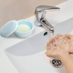 Porte - savon en plastique bleu avec une couche � s�cher portable pour voyage - lot de 1 bo�tes � savon ...