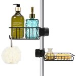 Porte savon sans per�age 2x porte inox serviteur de douche etagere noir porte savon barre douche � suspendre ...