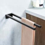 Porte serviettes adhsif noir avec 2 barres de 40cm porte - serviettes mural en acier inox pour salle ...