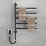 Porte - serviettes chauffant �lectrique pivotant support mural en acier inoxydable minuterie 1 - 8h 82w ...