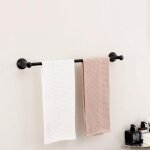 Porte serviettes mural - acier inox - 60cm - noir mat - design rtro - charge 5kg