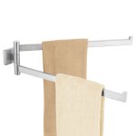 Porte - serviettes mural pivotant - acier inoxydable - 40cm - 2 barres - bross - design scandinave