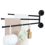 Porte serviette pivotant - noir - acier inox - 3 barres de 40cm - rotatif 180 - installation adhsive ...