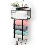 Porte - serviettes salle de bain �tag�re de rangement mural avec 3 crochets - organisateur et d�cor pour ...