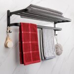 Porte - serviettes pour salle de bain porte - serviettes pliable avec double barre porte - serviettes ...