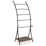 Porte - serviettes sur pied edy avec 5 niveaux de diff�rentes hauteurs en m�tal noir et 1 �tag�re portant ...