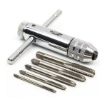 Porte taraud à cliquet réglable avec tarauds hss m3 - m8 clé à tarauder métrique Porte taraud à cliquet réglable avec tarauds hss m3 - m8 clé à tarauder métrique