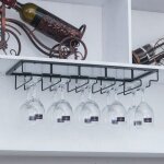 Porte - verre suspendu noir pied brillant 50cm bar rack tagre verres vin cocktail bire rail support - ...
