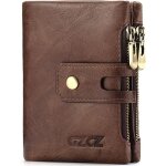 Portefeuille 3 volets porte - monnaie pour homme en cuir bifold double fermeture  glissire (marron) ...