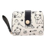 Portefeuille chat mignon pour femme petit porte - cartes en pu cuir monnaie court zc45 noir