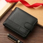 Portefeuille en cuir avec fermeture clair pour homme porte - cartes mince portefeuille multi - cartes ...