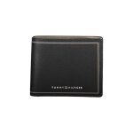 Portefeuille double carte en cuir noir tommy hilfiger