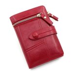 Portefeuille femme en cuir avec blocage rfid organisateur de cartes et compartiment zc39 rouge