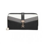 Portefeuille femme portefeuille en cuir avec fermeture porte - cartes pour 12 cartes long tricolore porte ...