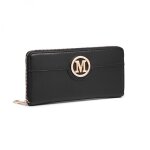 Portefeuille femme portefeuille en cuir avec mtal boucle long fermeture porte - cartes monnaies pour ...