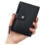 Portefeuille femme cuir monnaie mini porte cartes avec 6 emplacements poche  monnaie zc13 noir