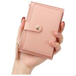 Portefeuille femme cuir monnaie mini porte cartes avec 6 emplacements poche  monnaie zc13 rose