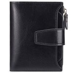 Portefeuille femme cuir porte monnaie fermeture eclaire carte rfid blocage zc1 noir