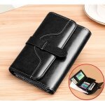 Portefeuille femme cuir pu mtowsuc blocage rfid 9 porte carte cr�dit 1 compartiment � billets noir