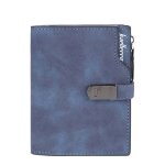 Portefeuille femme en cuir pu porte feuilles court lisse et souple petit cartes monnaie zc14 bleu