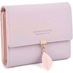 Portefeuille femme feuille exquis pendentif en pu cuir cartes y compris didentification zc4 rose2