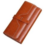Portefeuille femme format monnaie avec blocage rfid porte - cartes cuir capacit� zc21 marron