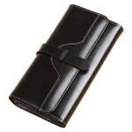 Portefeuille femme format monnaie avec blocage rfid porte - cartes cuir capacit� zc21 noir