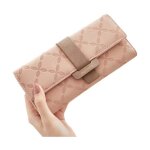 Portefeuille pour femme grand pour cartes et fentre pour carte didentification porte zc35 rose