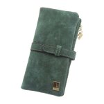 Portefeuille femme grand porte monnaie cuir long porte feuilles pour avec fentres zc17 vert