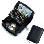 Portefeuille femme rfid - 1 pi�ce porte - cartes petit porte - monnaie fermeture �clair - noir - convient ...
