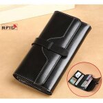 Portefeuille femme style long cuir pu mtowsuc blocage rfid 13 porte carte cr�dit 2 compartiment � billets ...