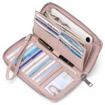 Portefeuille rfid pour femme avec de nombreux emplacements pour cartes couleur rose