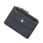 Portefeuille simple en cuir pu pour femme couleur unie porte - cartes porte - monnaie court