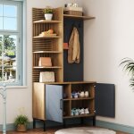 Portemanteau - meuble hall d?entre avec vestiaire armoire  chaussure crochets et tagres rglables ...