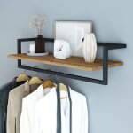 Portemanteau mural evje avec barre de penderie et étagère 80 x 30 x 20 cm effet bois noir Portemanteau mural evje avec barre de penderie et étagère 80 x 30 x 20 cm effet bois noir