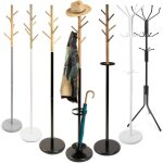 Portemanteau sur pied 6 crochets noir et marron pied rond