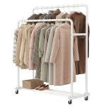 Portemanteau sur roulettes portant � v�tements robuste charge 90 kg chambre blanc