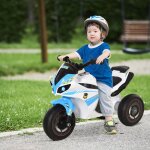 Porteur enfants moto de course effets musicaux et lumineux coffre rangement bleu blanc