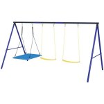 Portique 3 enfants 120 kg balan�oires ext�rieur color�es - jeu de jardin s�curis� avec si�ges r�sistants ...