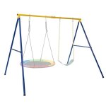 Portique balanoire exterieur giantex - cadre support en forme a pour enfant - 2 places charge 300kg ...