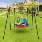 Portique balanoire avec nid doiseau rond pour enfants en forme de a charge 200 kg hauteur rglable 161x189x18 ...