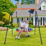 Portique balançoire - multicolore - nid doiseau ronde - charge 200kg - pour enfants - 114cm diamètre Portique balançoire - multicolore - nid doiseau ronde - charge 200kg - pour enfants - 114cm diamètre